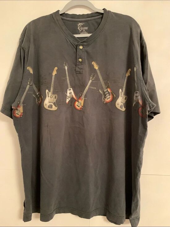 Reel Legends Other - Real Legends Men's Gray Guitar Graphic Henley Shirt Size XXL